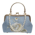 Sac bandoulière style chinois ancien brodé Premium - sac Han en toile et pompons - IVOIRART.COM
