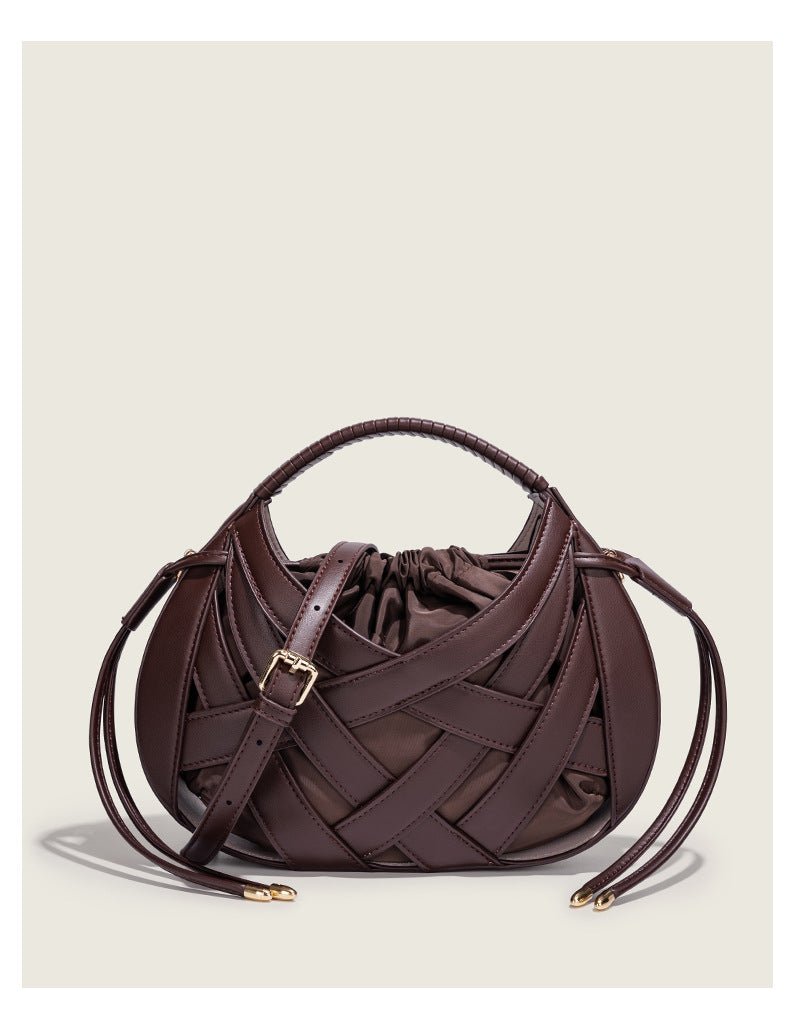 Sac bandoulière tissé ajouré à grande capacité avec une épaule unique, style streetwear - IVOIRART.COM
