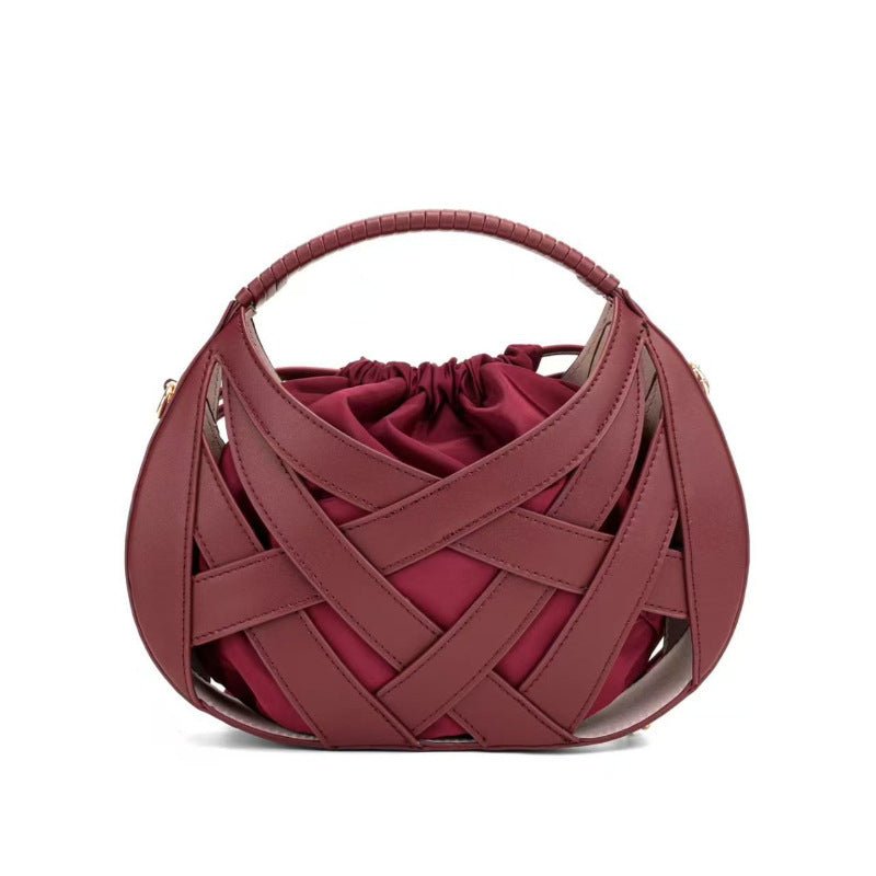 Sac bandoulière tissé ajouré à grande capacité avec une épaule unique, style streetwear - IVOIRART.COM
