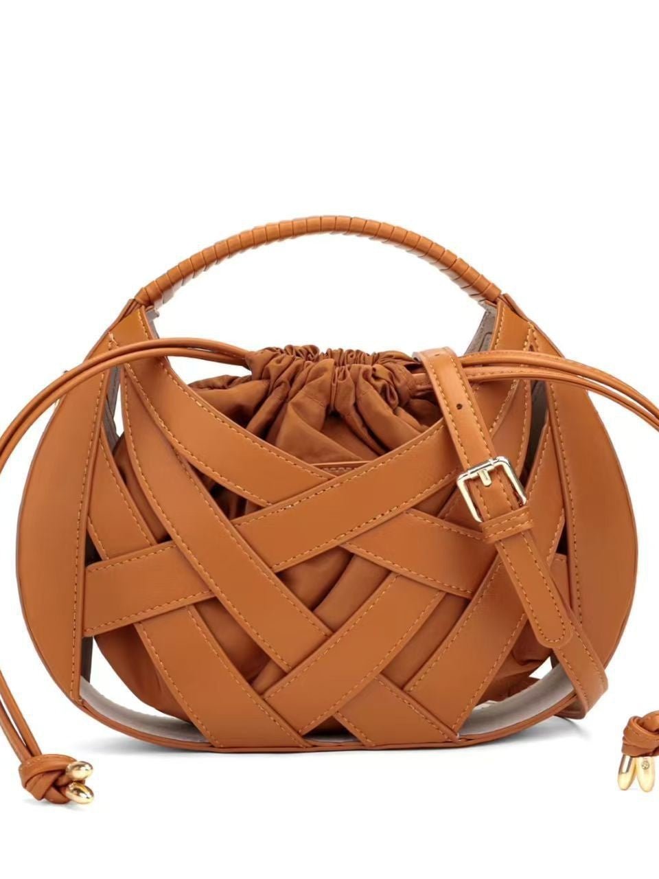 Sac bandoulière tissé ajouré à grande capacité avec une épaule unique, style streetwear - IVOIRART.COM