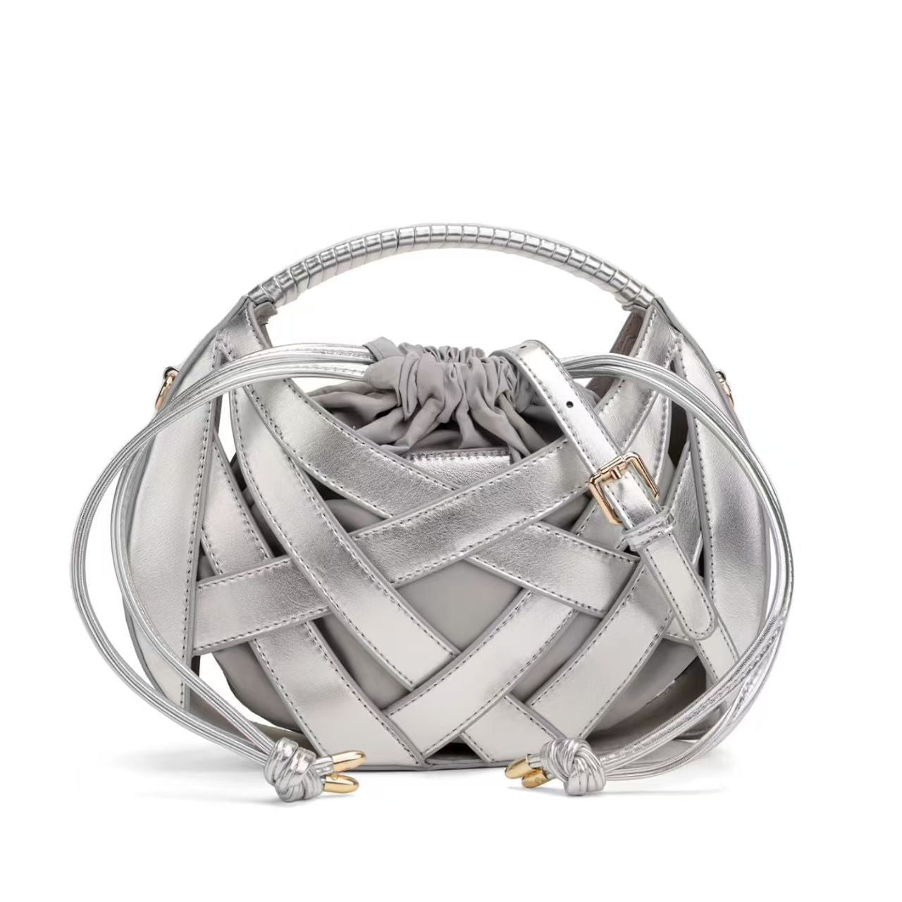 Sac bandoulière tissé ajouré à grande capacité avec une épaule unique, style streetwear - IVOIRART.COM