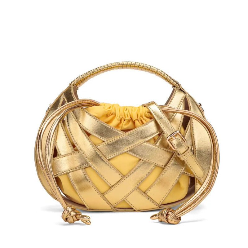 Sac bandoulière tissé ajouré à grande capacité avec une épaule unique, style streetwear - IVOIRART.COM