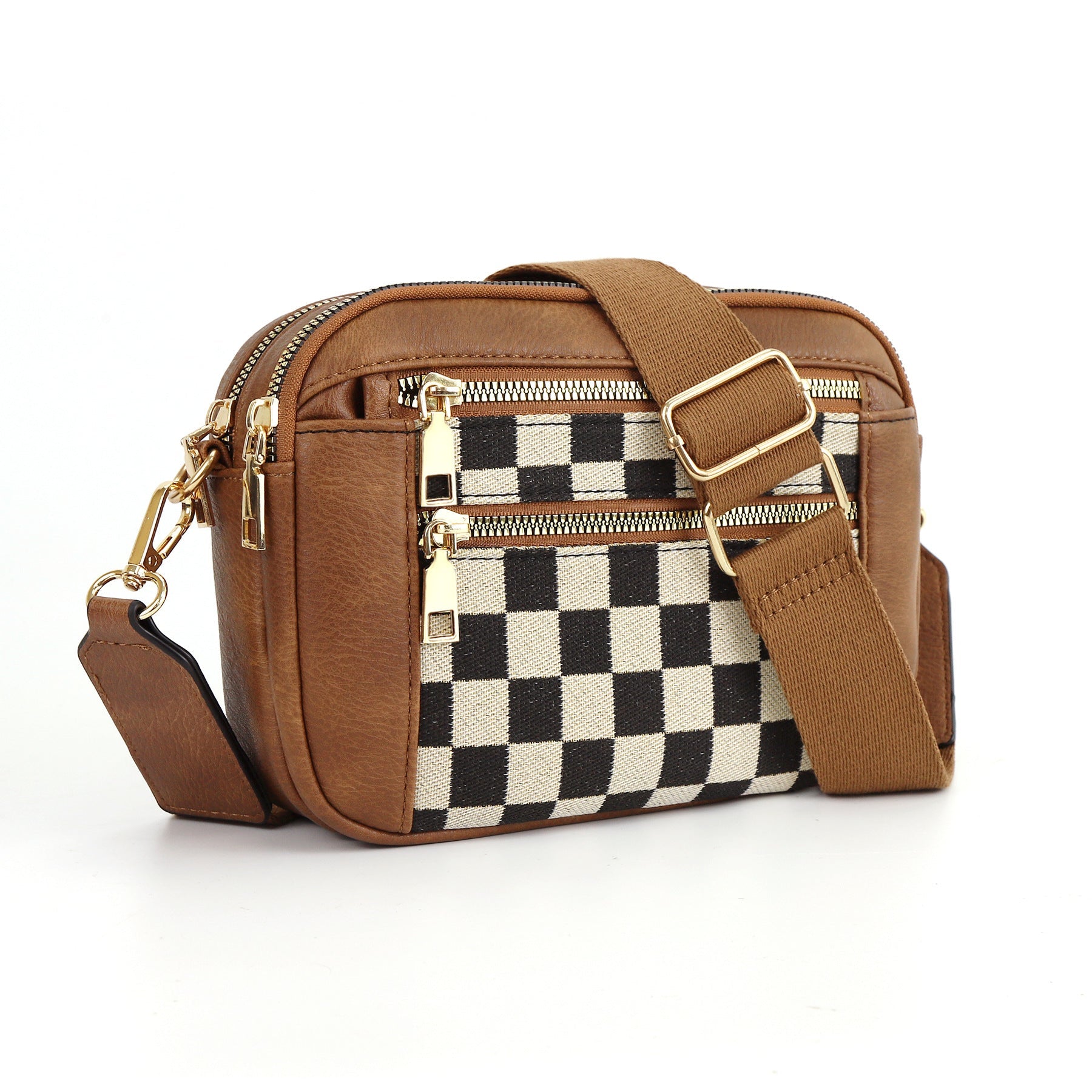 Sac bandoulière zippé multifonction motif vache, assorti, design chaîne pratique - IVOIRART.COM