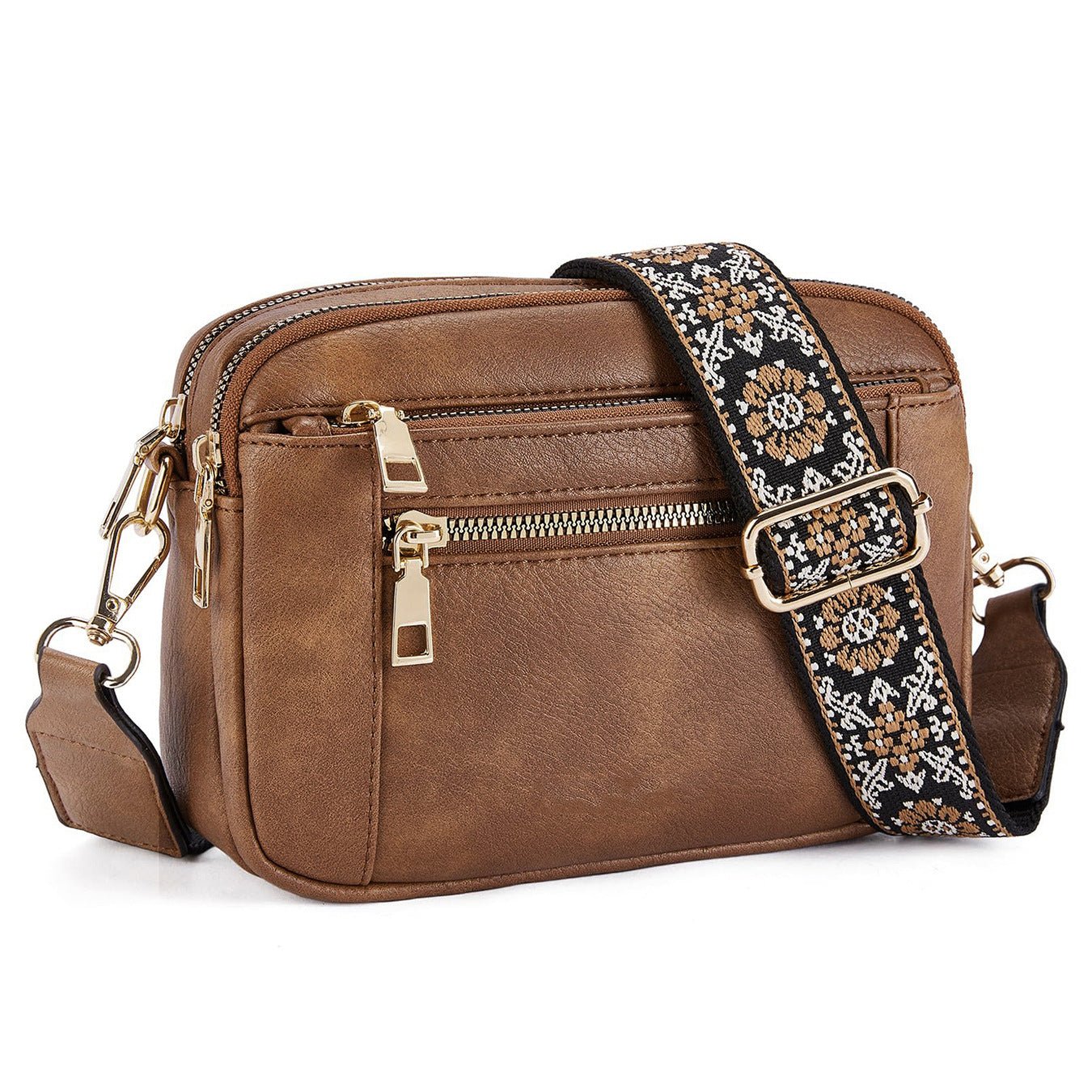Sac bandoulière zippé multifonction motif vache, assorti, design chaîne pratique - IVOIRART.COM