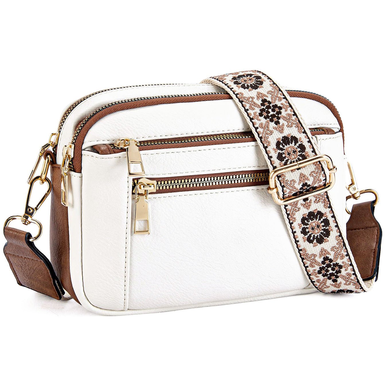 Sac bandoulière zippé multifonction motif vache, assorti, design chaîne pratique - IVOIRART.COM