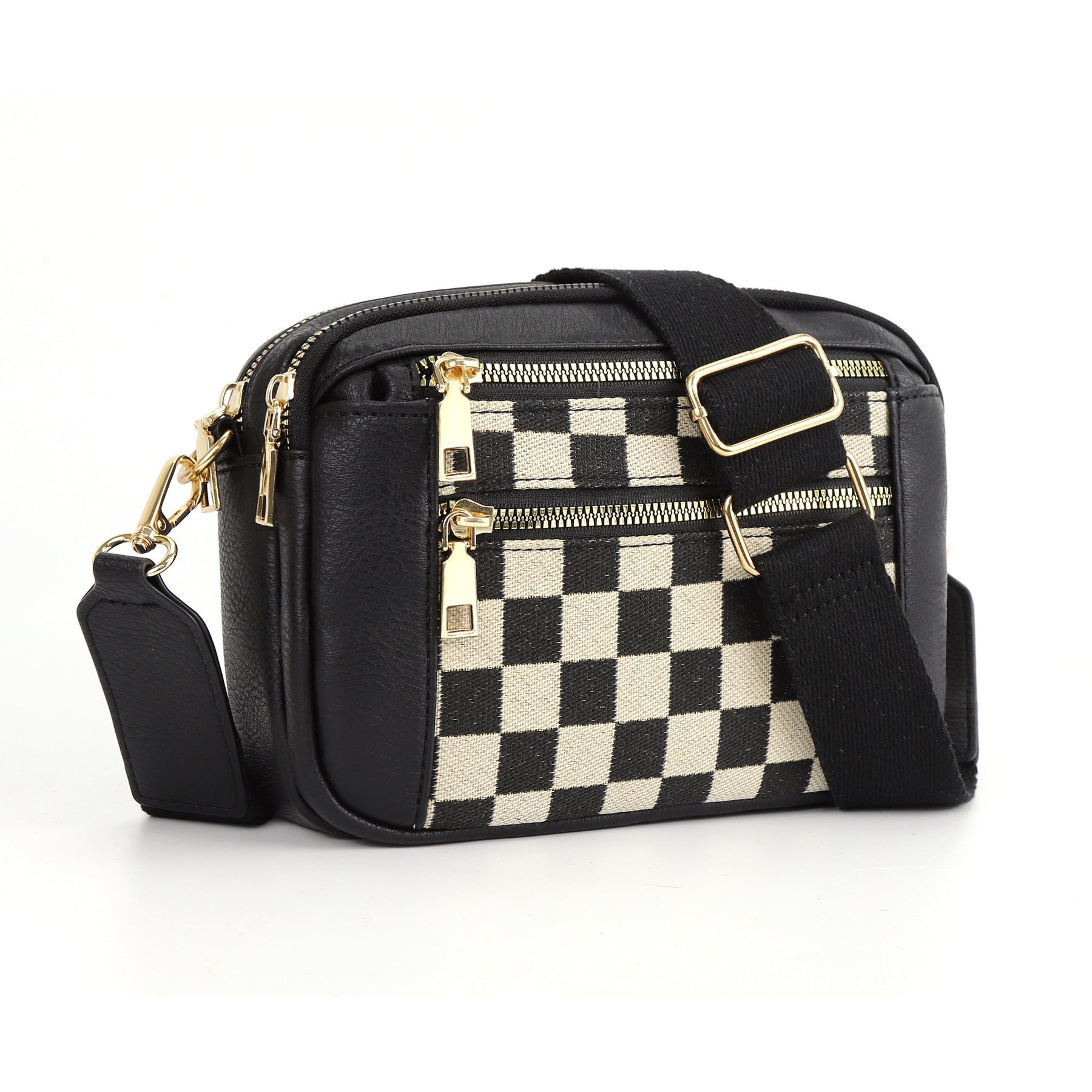 Sac bandoulière zippé multifonction motif vache, assorti, design chaîne pratique - IVOIRART.COM