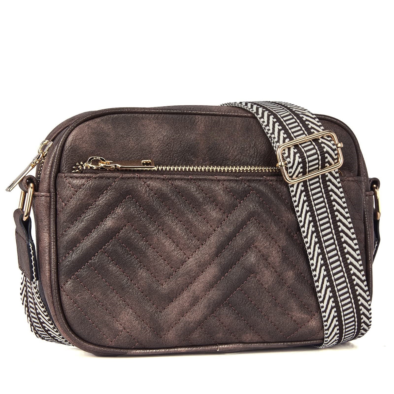 Sac bandoulière zippé multifonction motif vache, assorti, design chaîne pratique - IVOIRART.COM