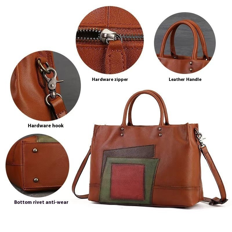 Sac Besace à Grande Capacité Style National Patchwork Tendance pour Femme - IVOIRART.COM