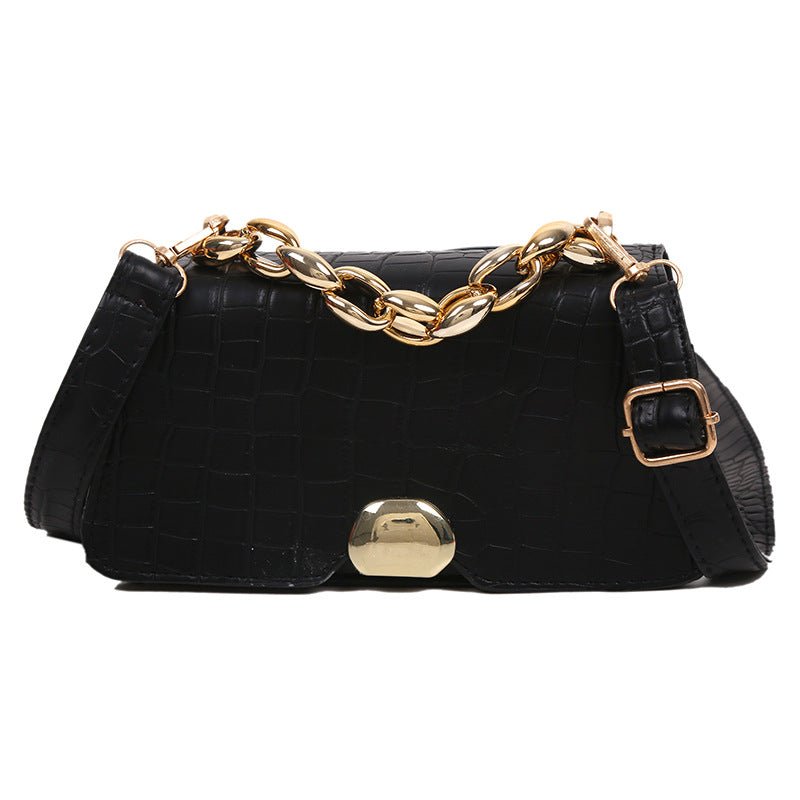 Sac besace rétro simple petit format carré en PU — noir, brun foncé, brun clair. - IVOIRART.COM