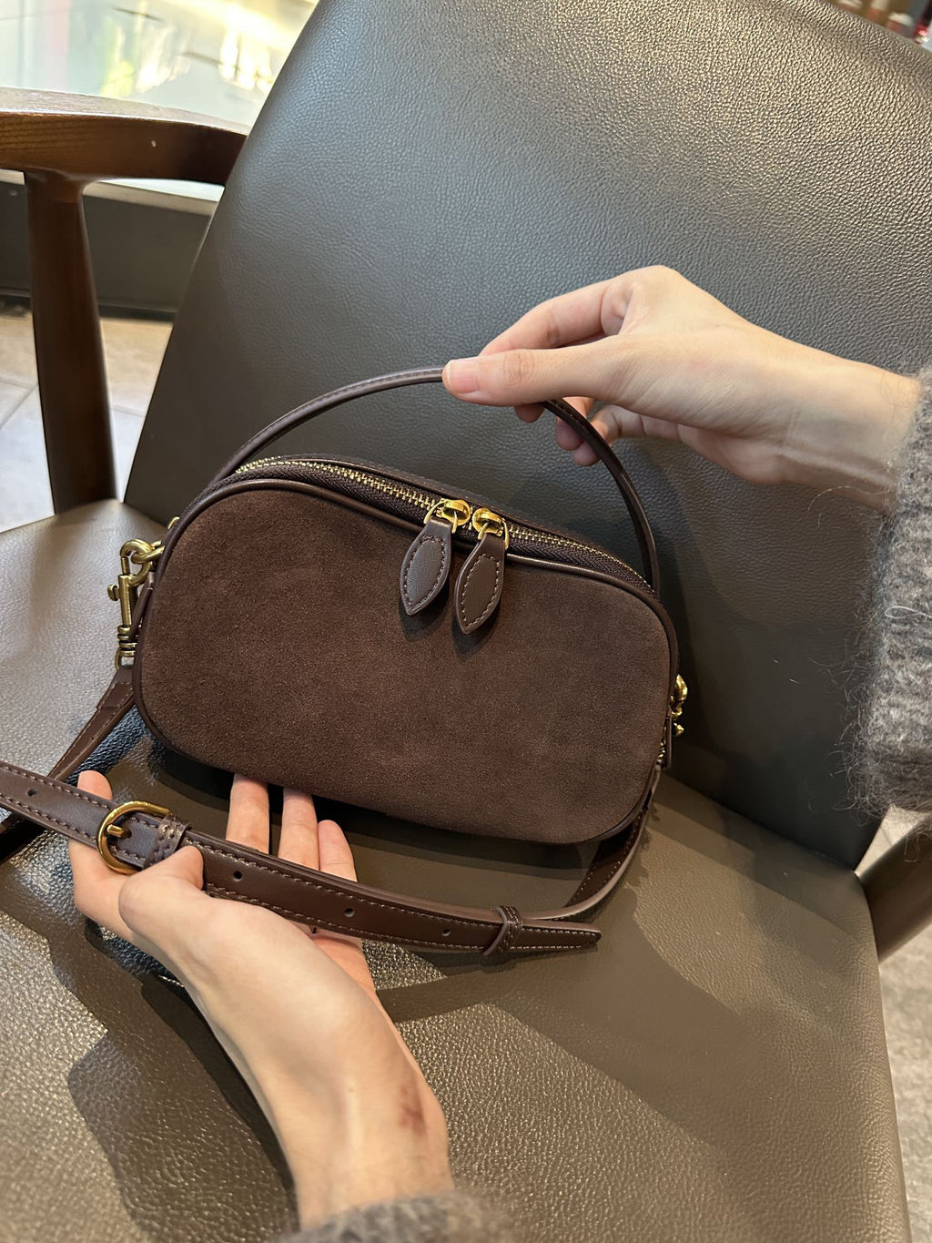 Sac Boston en cuir nubuck personnalisable sac appareil photo & bowling petit 2025 - IVOIRART.COM