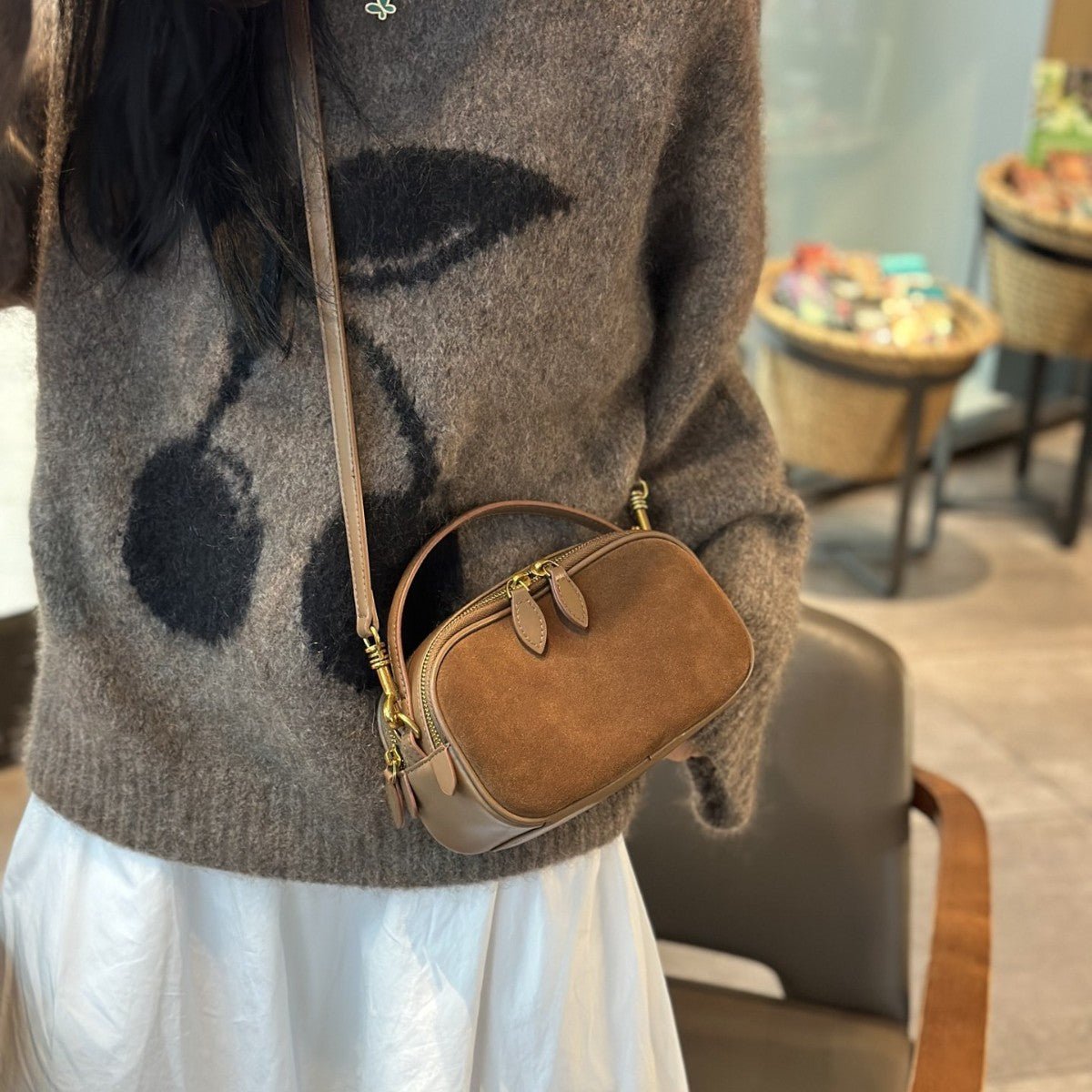 Sac Boston en cuir nubuck personnalisable sac appareil photo & bowling petit 2025 - IVOIRART.COM