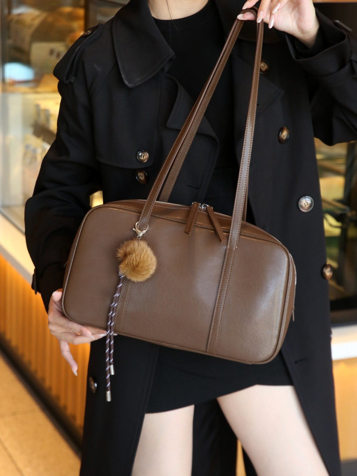 Sac Boston femme cuir pleine fleur, sac baguette luxueux, style minimaliste 2026 - IVOIRART.COM