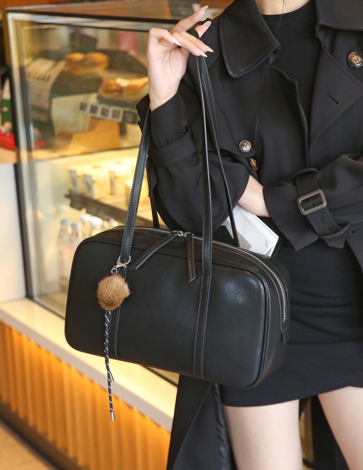 Sac Boston femme cuir pleine fleur, sac baguette luxueux, style minimaliste 2026 - IVOIRART.COM