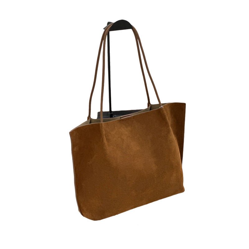 Sac cabas cuir véritable mat Automne-Hiver, grande capacité, bandoulière incl. - IVOIRART.COM