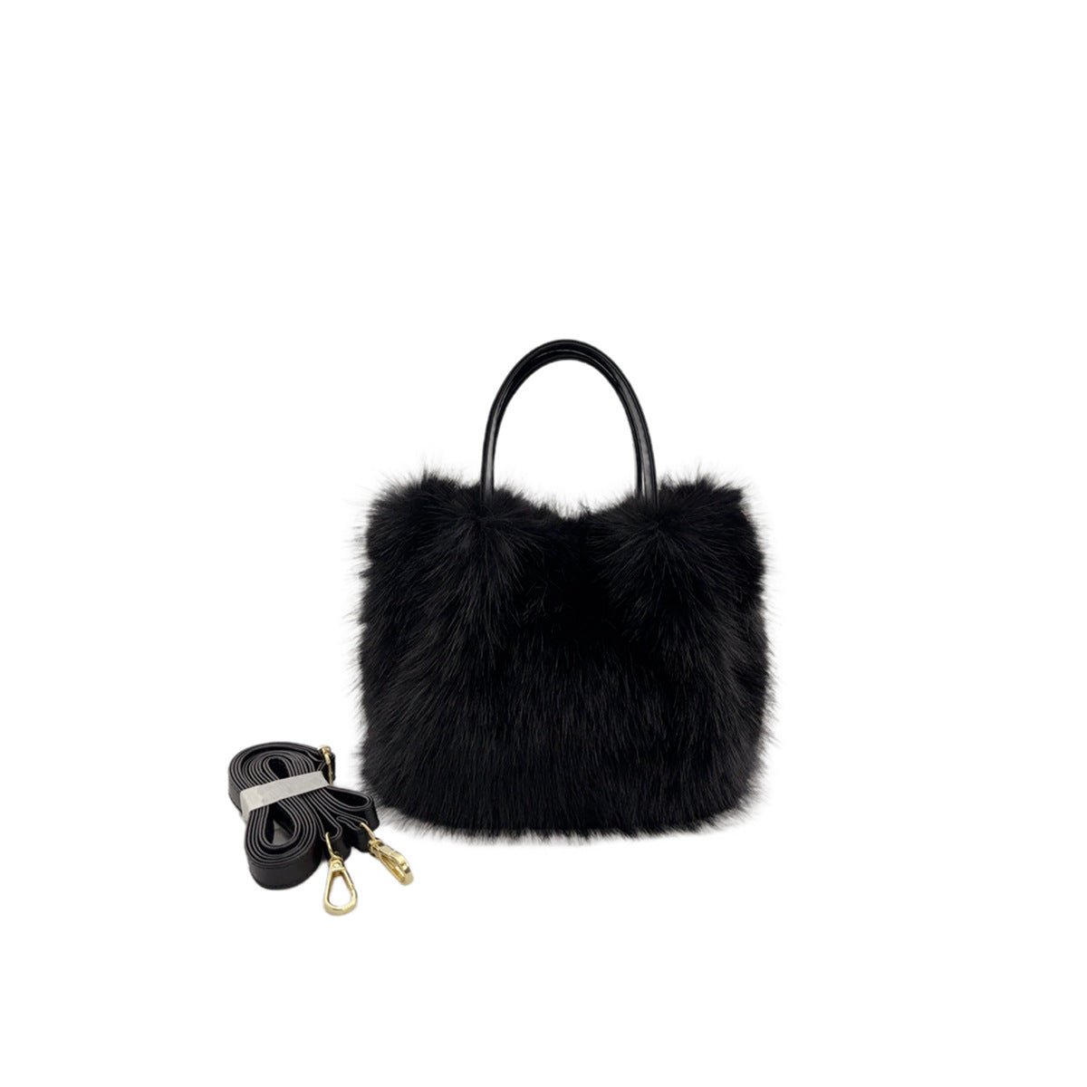 Sac cabas fausse fourrure style renard pour femme 23x16x15cm camel noir abricots - IVOIRART.COM