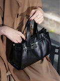Sac cabas femme cuir pleine fleur top-grain, grande capacité, style urbain noir! - IVOIRART.COM