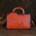 Sac Cabas Vintage à Bandoulière Grand Volume en Cuir Véritable Floral - IVOIRART.COM