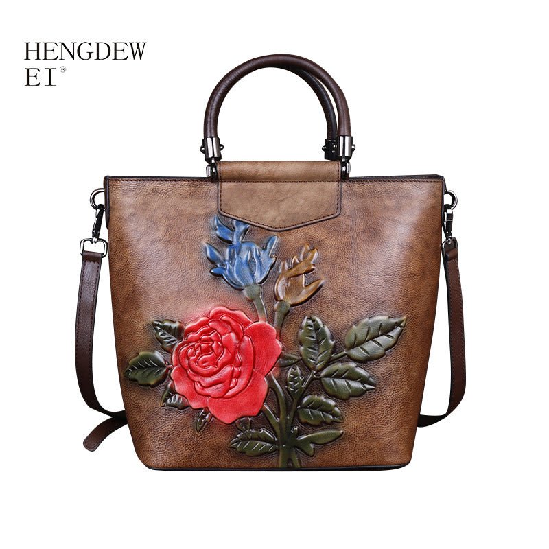 Sac cabas vintage en cuir véritable grand format avec grande capacité - IVOIRART.COM
