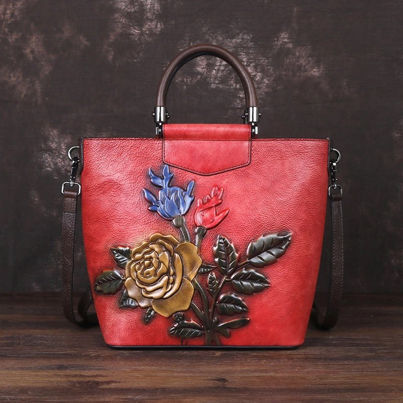 Sac cabas vintage en cuir véritable grand format avec grande capacité - IVOIRART.COM