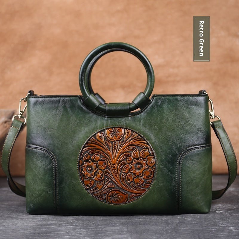 Sac carré petit élégant au style national artistique rétro embossé contrasté - IVOIRART.COM