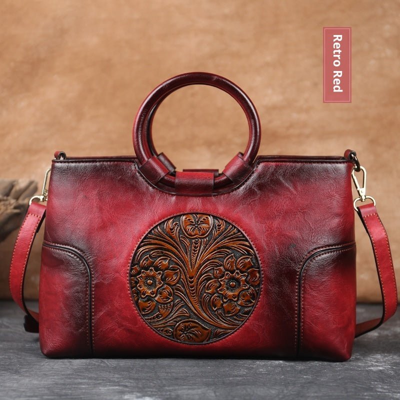 Sac carré petit élégant au style national artistique rétro embossé contrasté - IVOIRART.COM