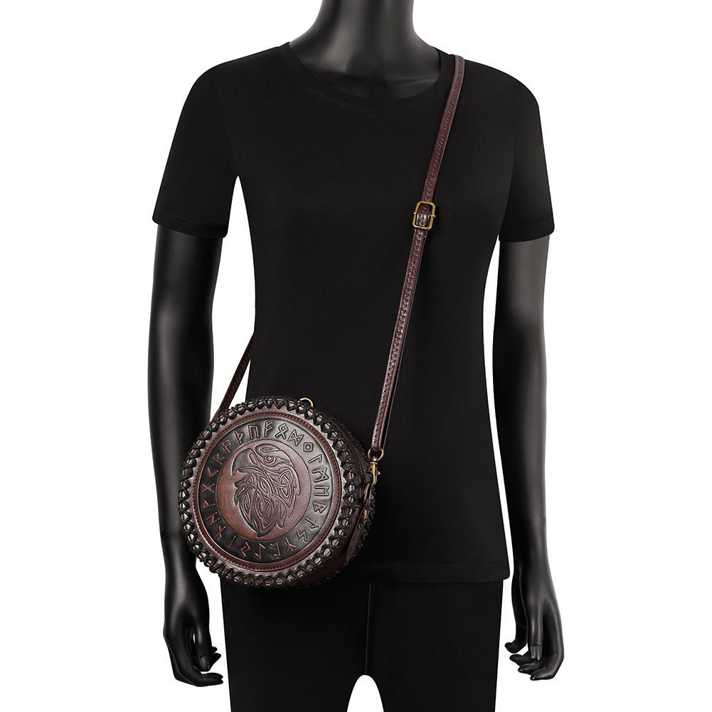 Sac ceinture viking avec bourse tissée, motif chevalier rétro embossé - IVOIRART.COM