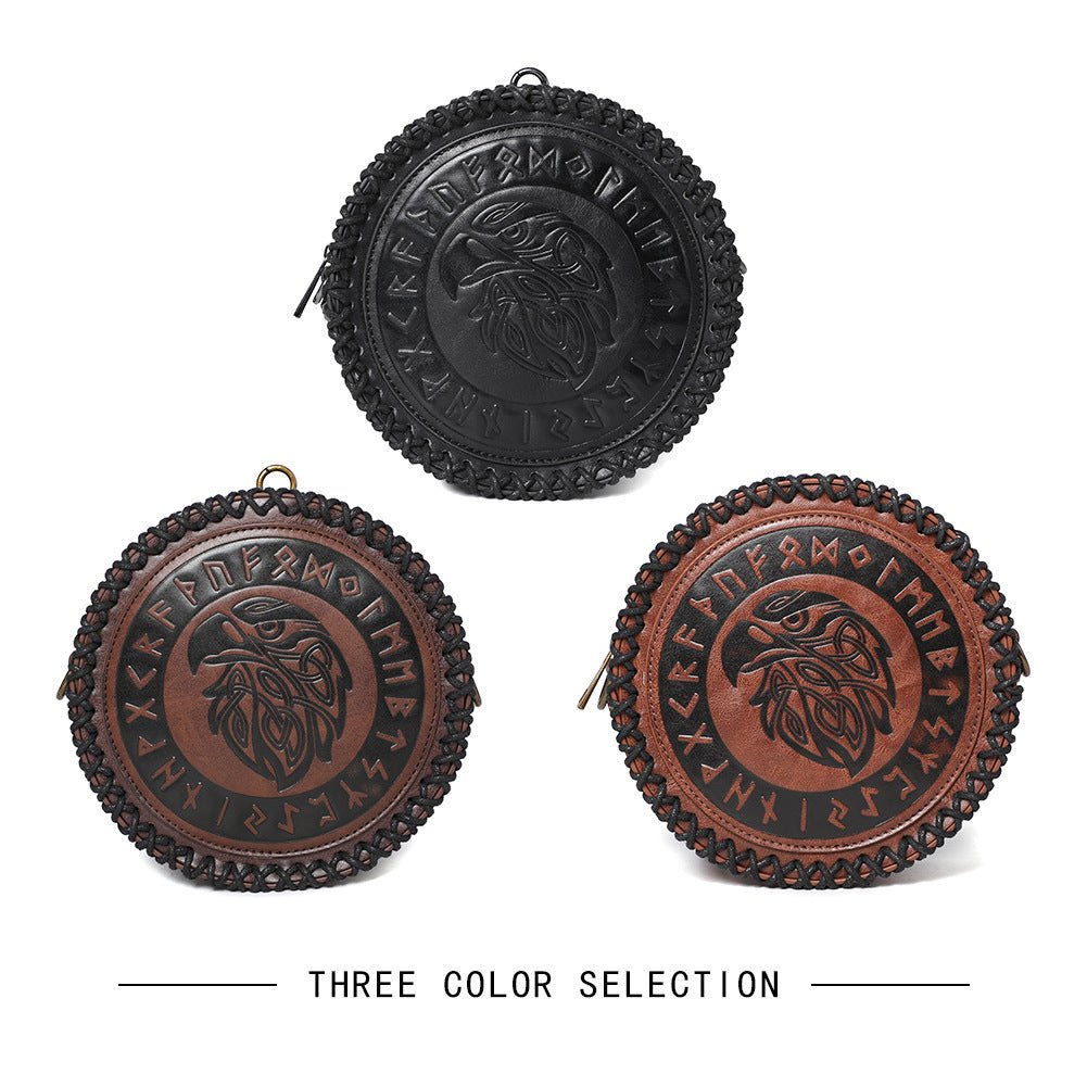 Sac ceinture viking avec bourse tissée, motif chevalier rétro embossé - IVOIRART.COM