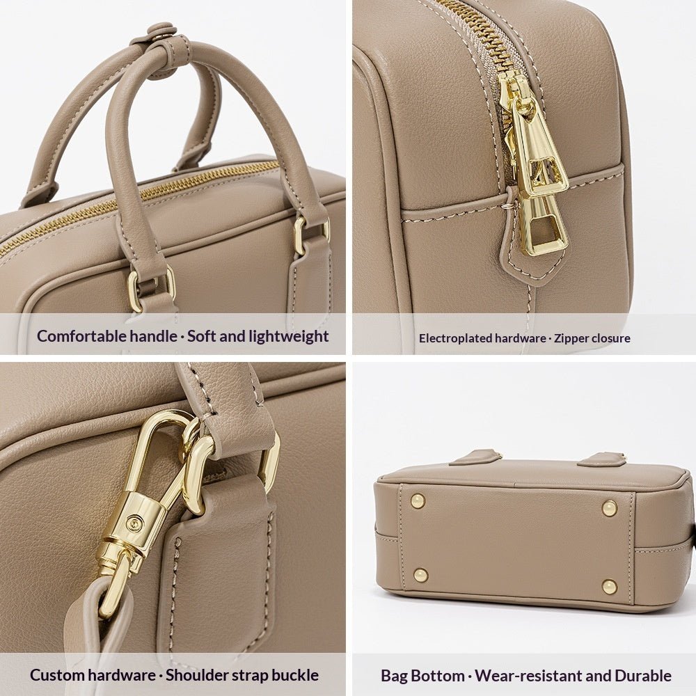 Sac cuir véritable peau de vache Niche-design, carré horizontal, élégant compact - IVOIRART.COM