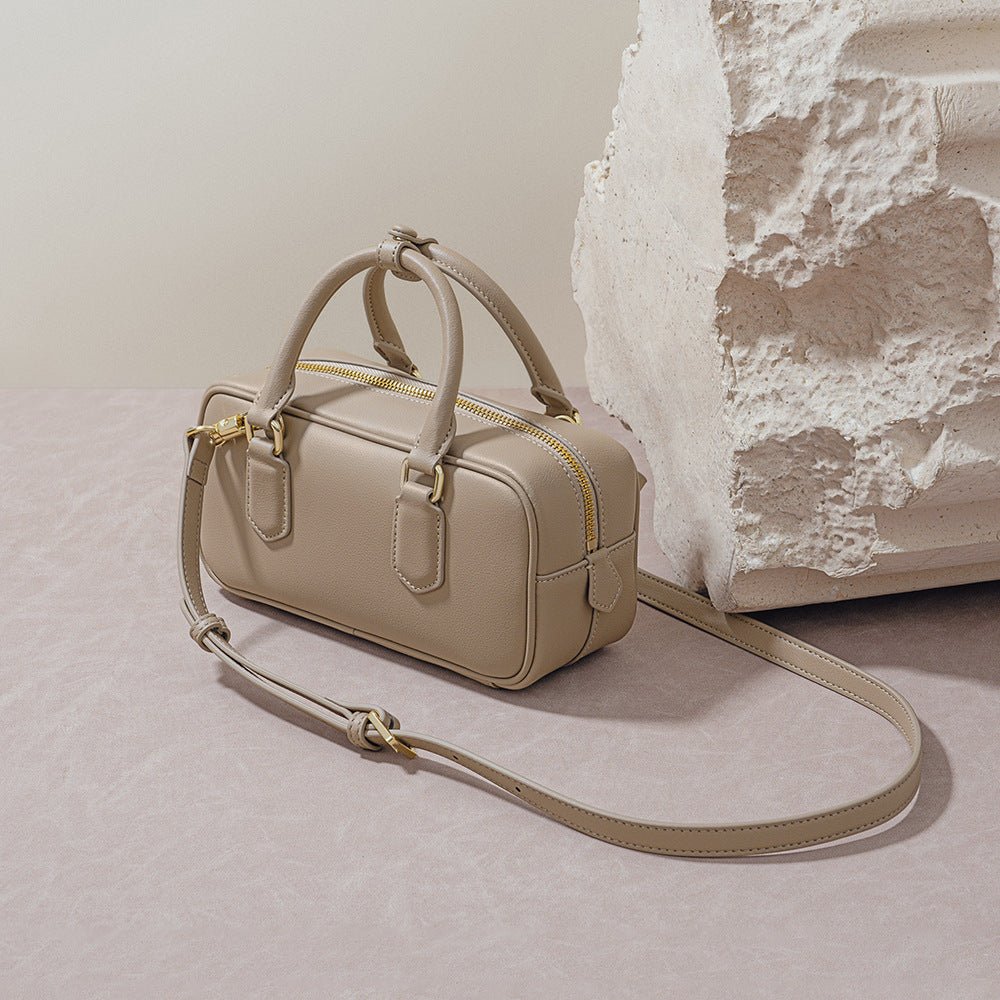 Sac cuir véritable peau de vache Niche-design, carré horizontal, élégant compact - IVOIRART.COM