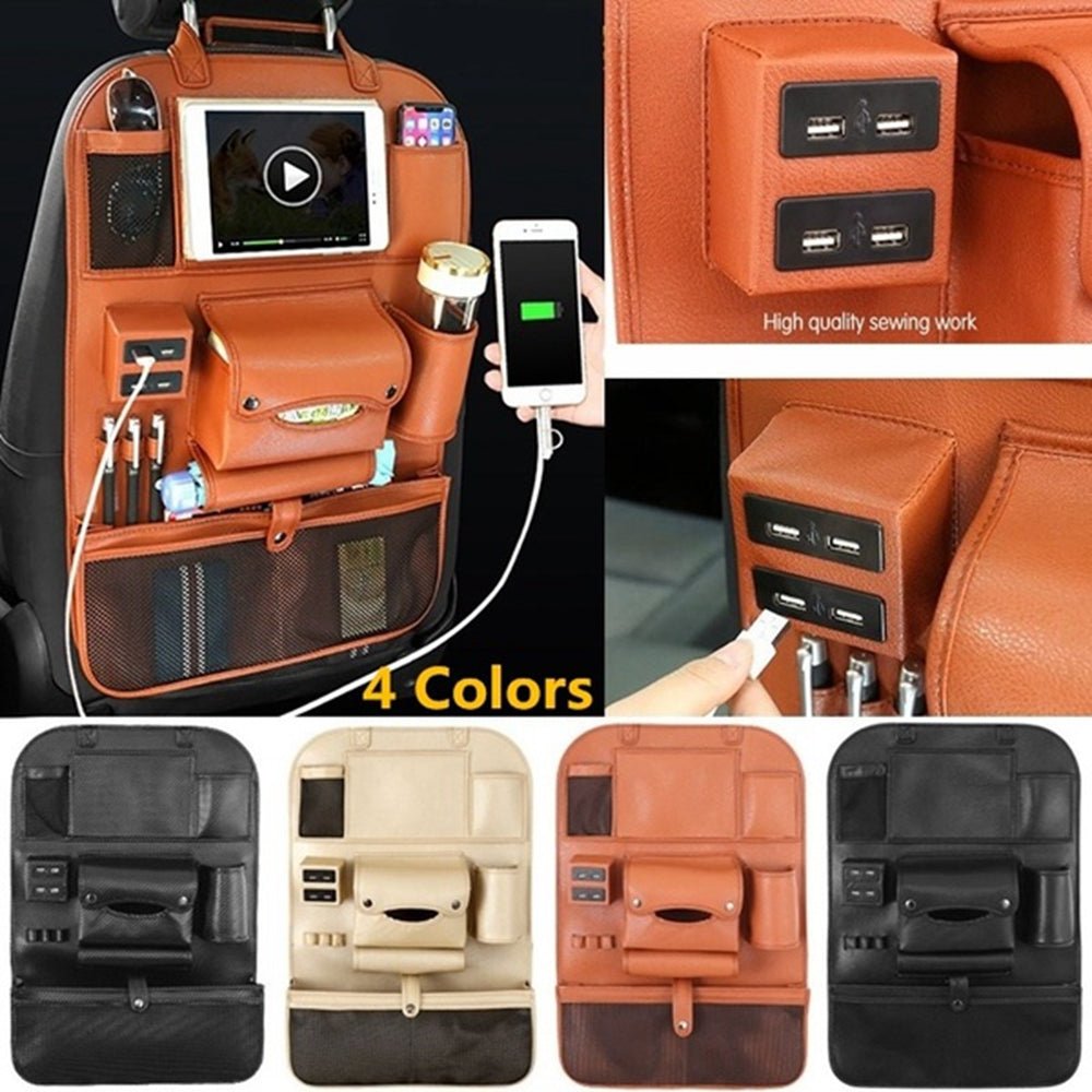 Sac de Rangement Multifonctionnel pour Siège Auto avec Dossier et Port USB - IVOIRART.COM