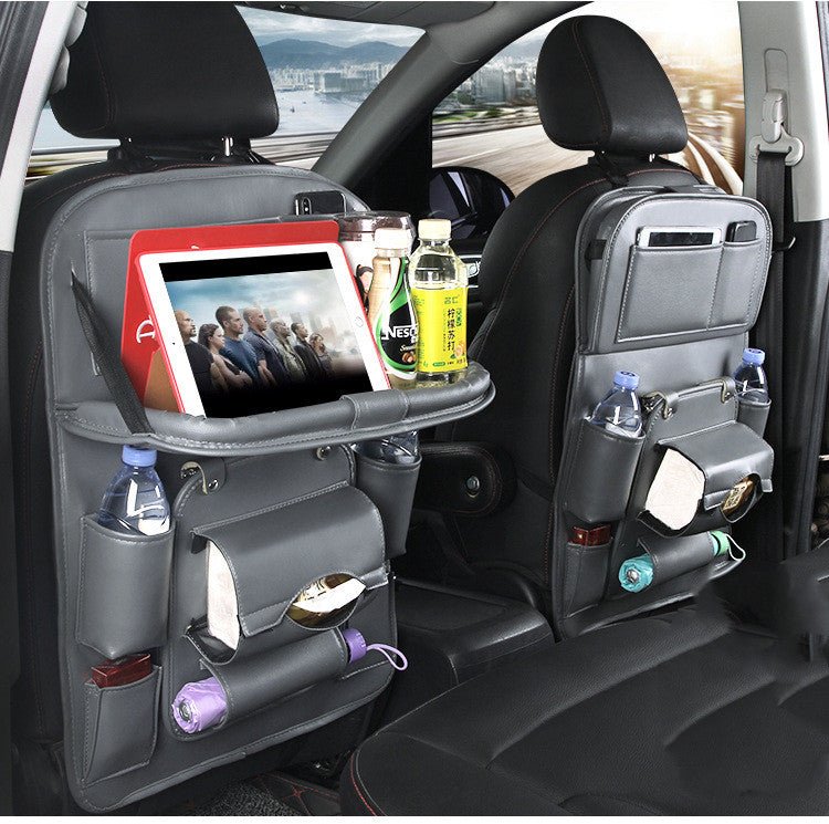 Sac de Rangement Voiture en Cuir PU Multifonction, Plateau Suspendu Siège Arrière, Étanche, Organiseur Intérieur Automobile - IVOIRART.COM