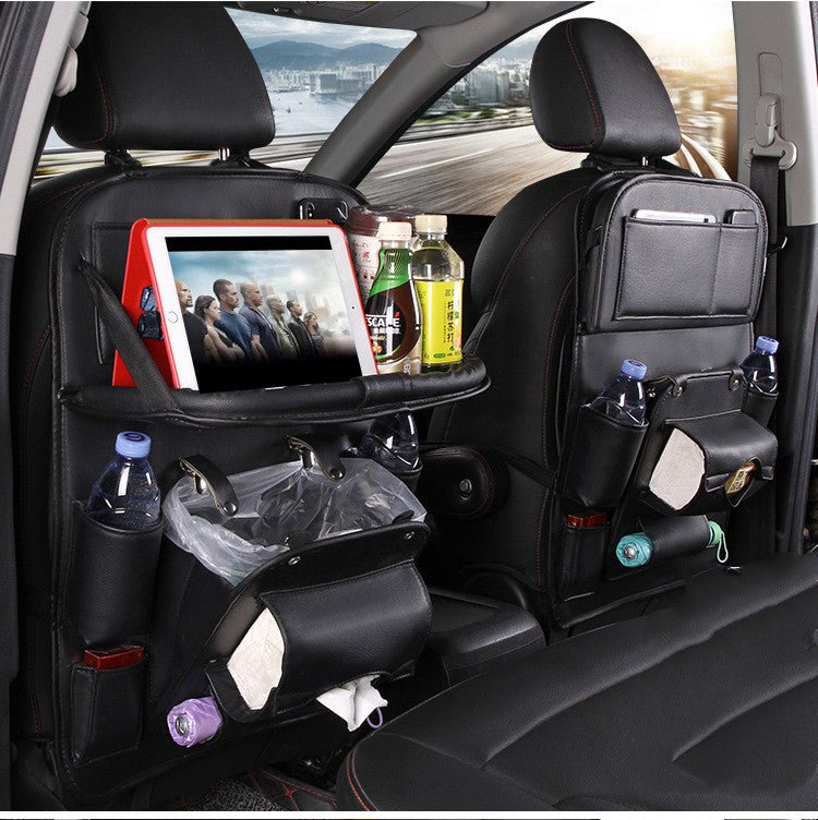 Sac de Rangement Voiture en Cuir PU Multifonction, Plateau Suspendu Siège Arrière, Étanche, Organiseur Intérieur Automobile - IVOIRART.COM