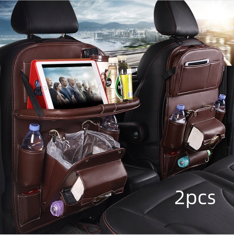 Sac de Rangement Voiture en Cuir PU Multifonction, Plateau Suspendu Siège Arrière, Étanche, Organiseur Intérieur Automobile - IVOIRART.COM
