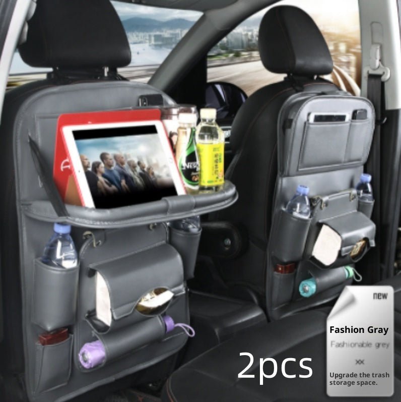 Sac de Rangement Voiture en Cuir PU Multifonction, Plateau Suspendu Siège Arrière, Étanche, Organiseur Intérieur Automobile - IVOIRART.COM