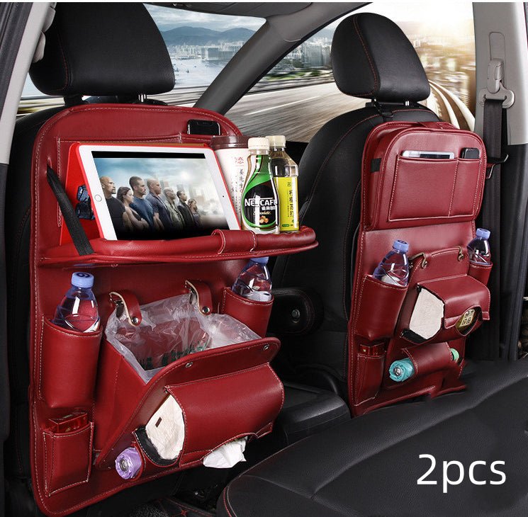Sac de Rangement Voiture en Cuir PU Multifonction, Plateau Suspendu Siège Arrière, Étanche, Organiseur Intérieur Automobile - IVOIRART.COM