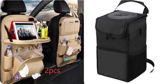 Sac de Rangement Voiture en Cuir PU Multifonction, Plateau Suspendu Siège Arrière, Étanche, Organiseur Intérieur Automobile - IVOIRART.COM