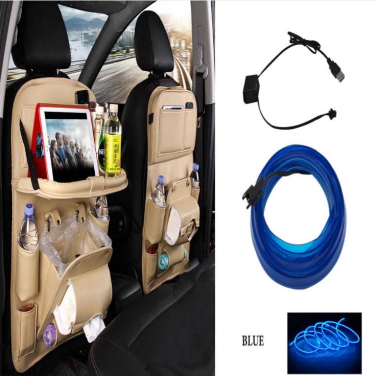 Sac de Rangement Voiture en Cuir PU Multifonction, Plateau Suspendu Siège Arrière, Étanche, Organiseur Intérieur Automobile - IVOIRART.COM
