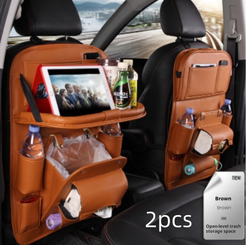 Sac de Rangement Voiture en Cuir PU Multifonction, Plateau Suspendu Siège Arrière, Étanche, Organiseur Intérieur Automobile - IVOIRART.COM