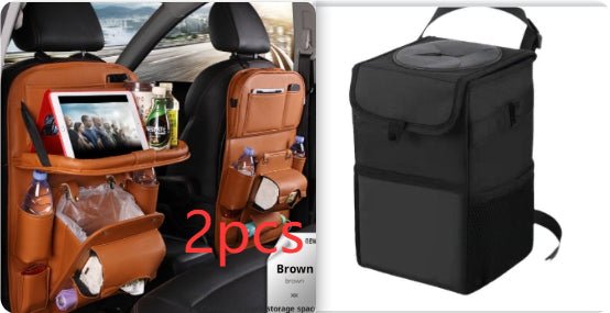 Sac de Rangement Voiture en Cuir PU Multifonction, Plateau Suspendu Siège Arrière, Étanche, Organiseur Intérieur Automobile - IVOIRART.COM