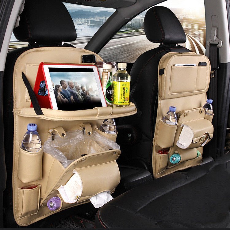 Sac de Rangement Voiture en Cuir PU Multifonction, Plateau Suspendu Siège Arrière, Étanche, Organiseur Intérieur Automobile - IVOIRART.COM