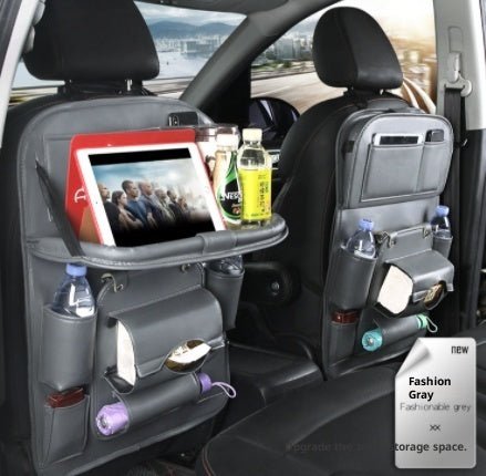 Sac de Rangement Voiture en Cuir PU Multifonction, Plateau Suspendu Siège Arrière, Étanche, Organiseur Intérieur Automobile - IVOIRART.COM