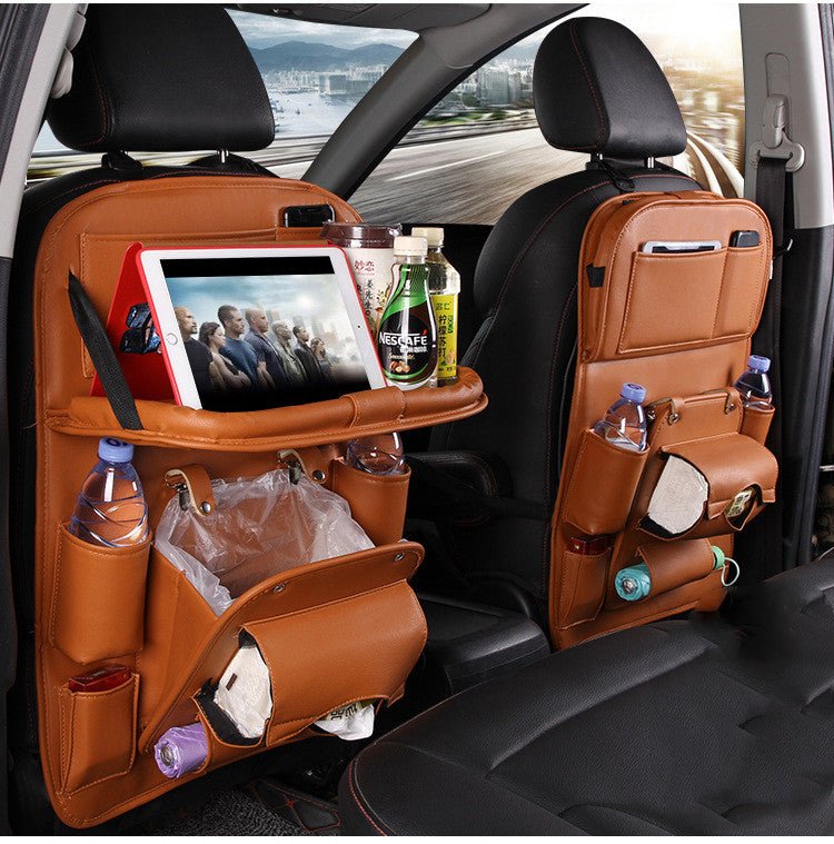 Sac de Rangement Voiture en Cuir PU Multifonction, Plateau Suspendu Siège Arrière, Étanche, Organiseur Intérieur Automobile - IVOIRART.COM
