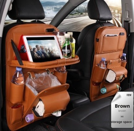 Sac de Rangement Voiture en Cuir PU Multifonction, Plateau Suspendu Siège Arrière, Étanche, Organiseur Intérieur Automobile - IVOIRART.COM