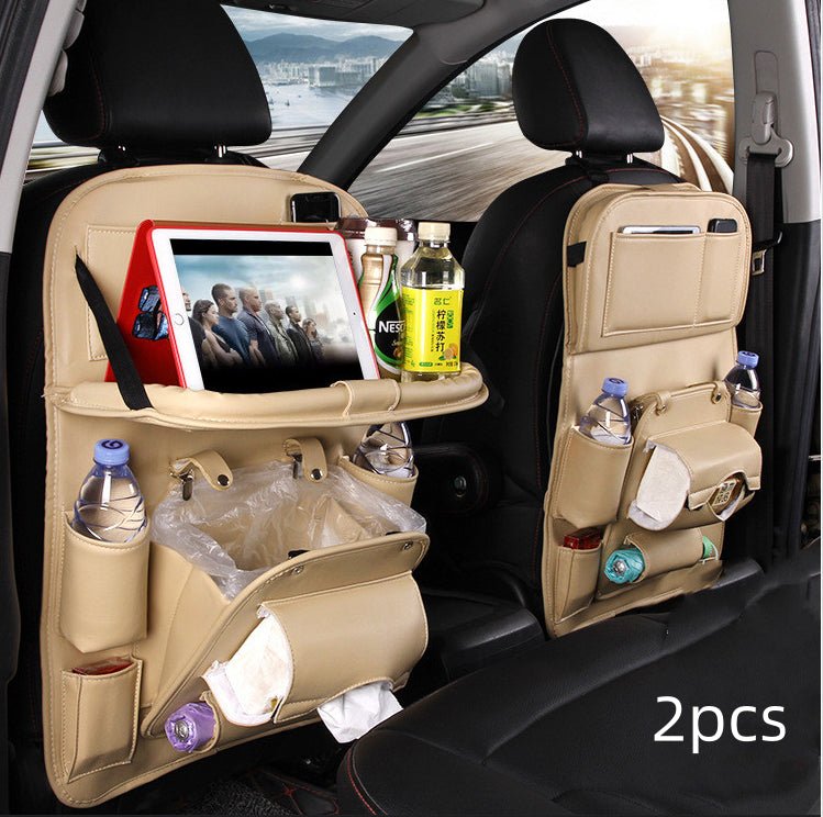 Sac de Rangement Voiture en Cuir PU Multifonction, Plateau Suspendu Siège Arrière, Étanche, Organiseur Intérieur Automobile - IVOIRART.COM