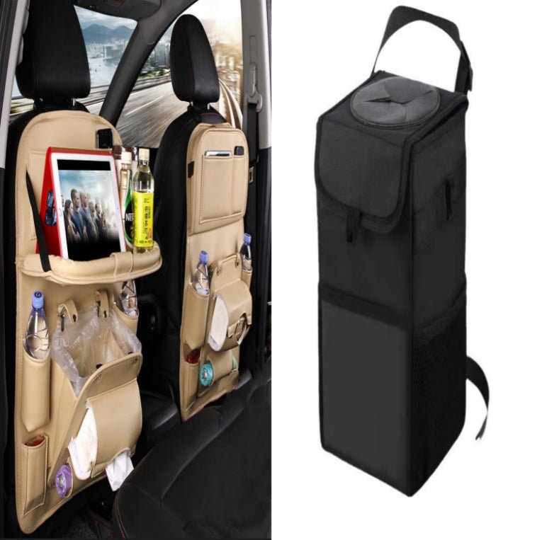 Sac de Rangement Voiture en Cuir PU Multifonction, Plateau Suspendu Siège Arrière, Étanche, Organiseur Intérieur Automobile - IVOIRART.COM
