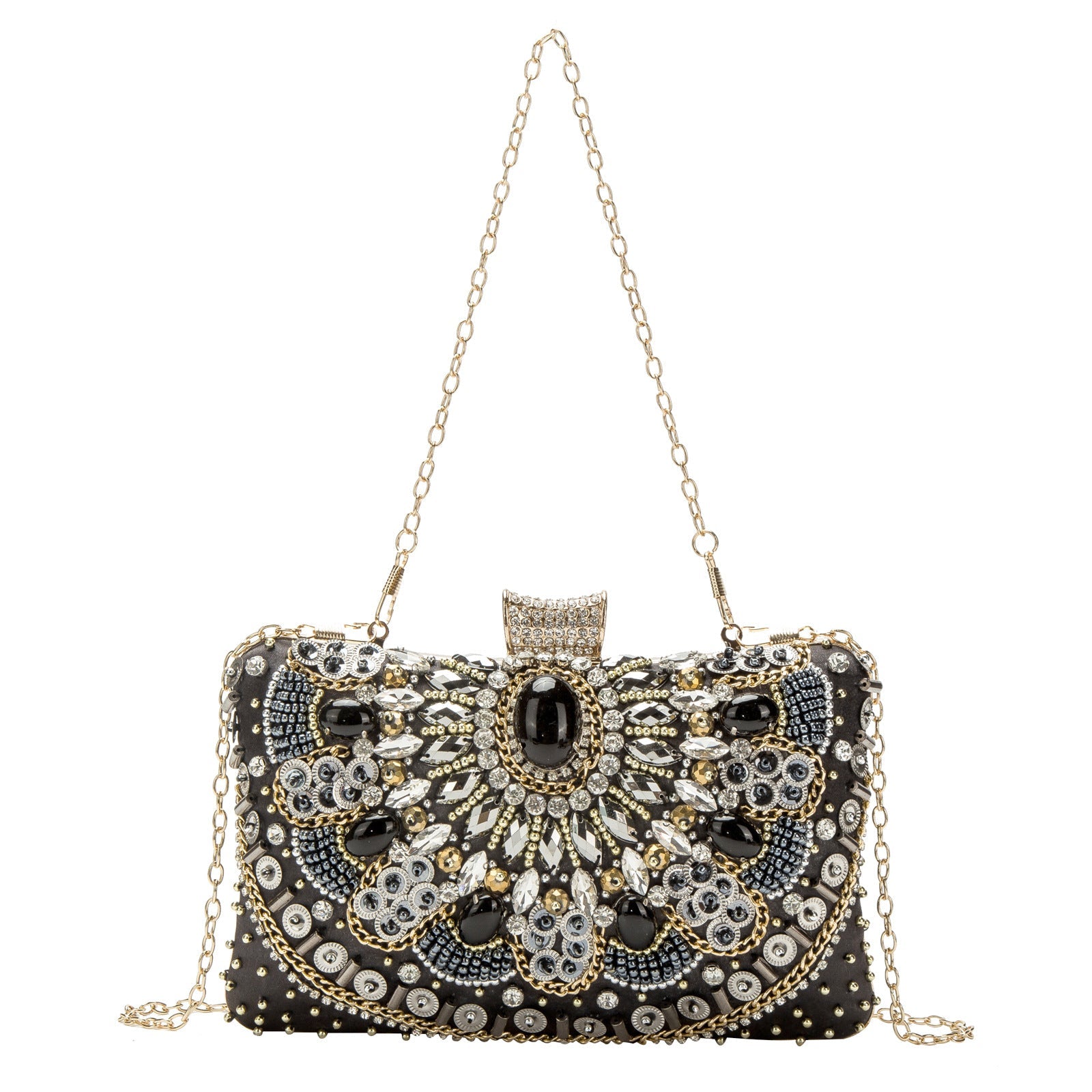 Sac de soirée brodé de perles rétro fait main pour femme, à main perlée - IVOIRART.COM