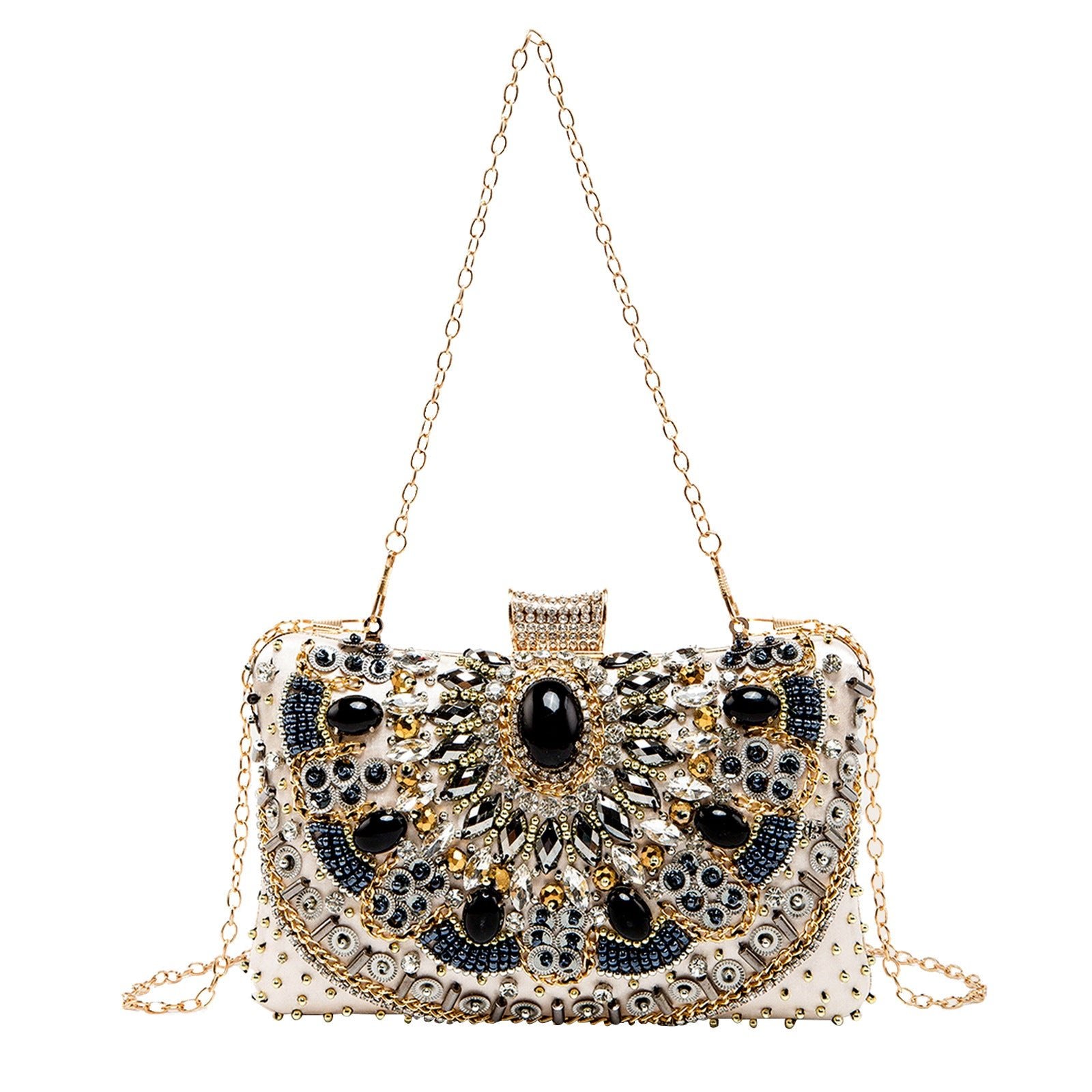Sac de soirée brodé de perles rétro fait main pour femme, à main perlée - IVOIRART.COM