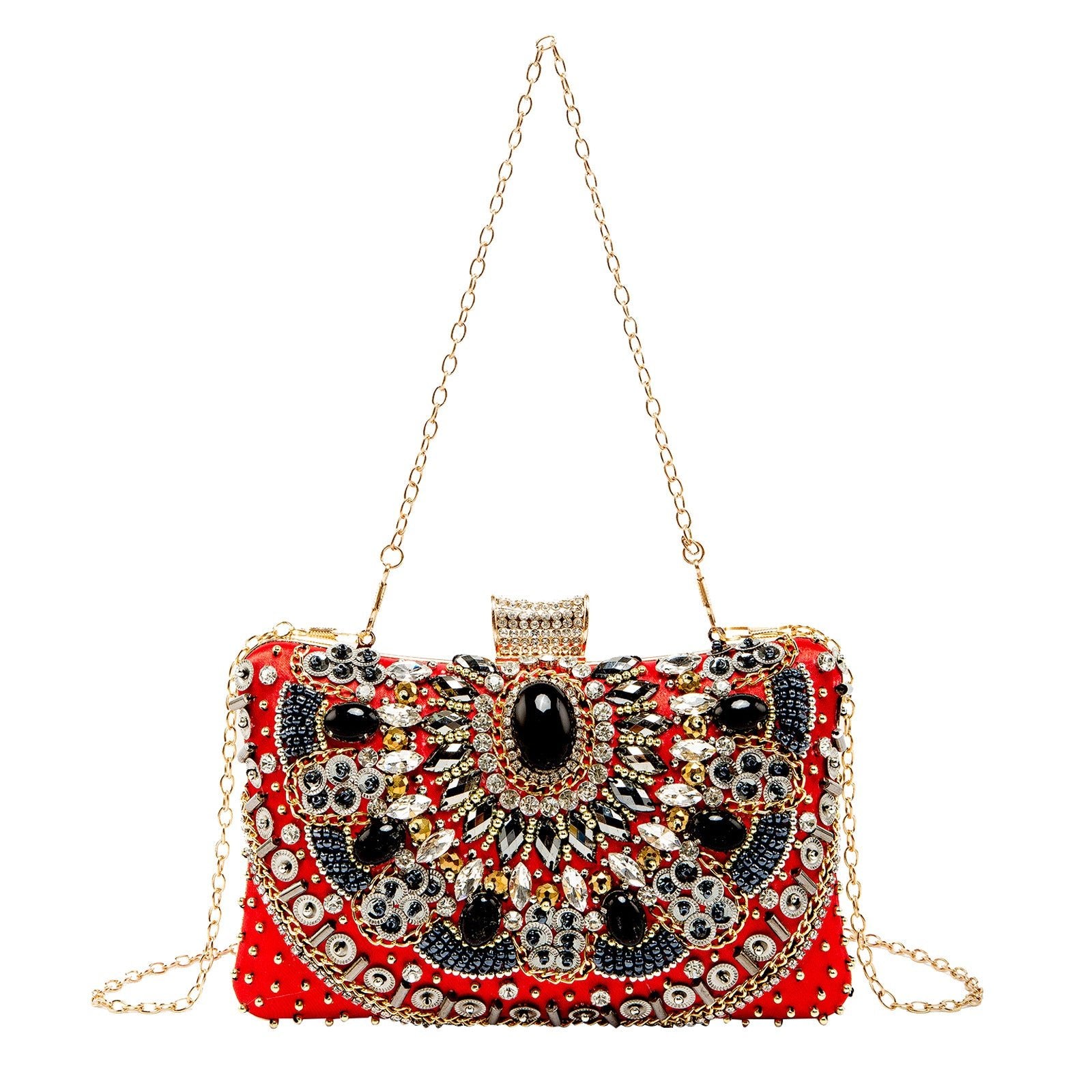 Sac de soirée brodé de perles rétro fait main pour femme, à main perlée - IVOIRART.COM