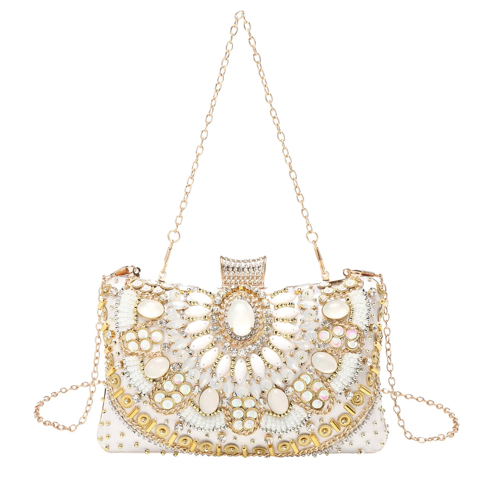 Sac de soirée brodé de perles rétro fait main pour femme, à main perlée - IVOIRART.COM