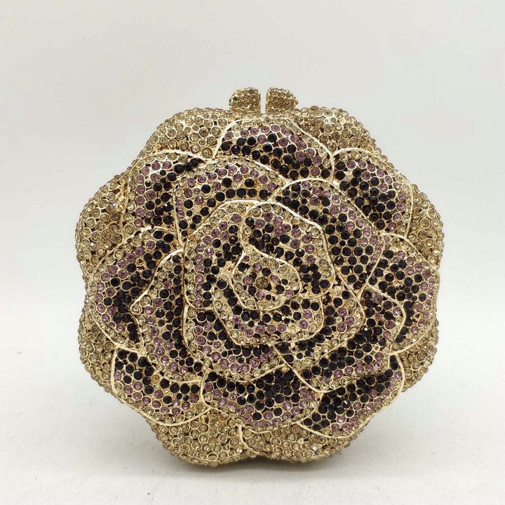 Sac de soirée pour dames avec design floral incrusté de diamants scintillants - IVOIRART.COM